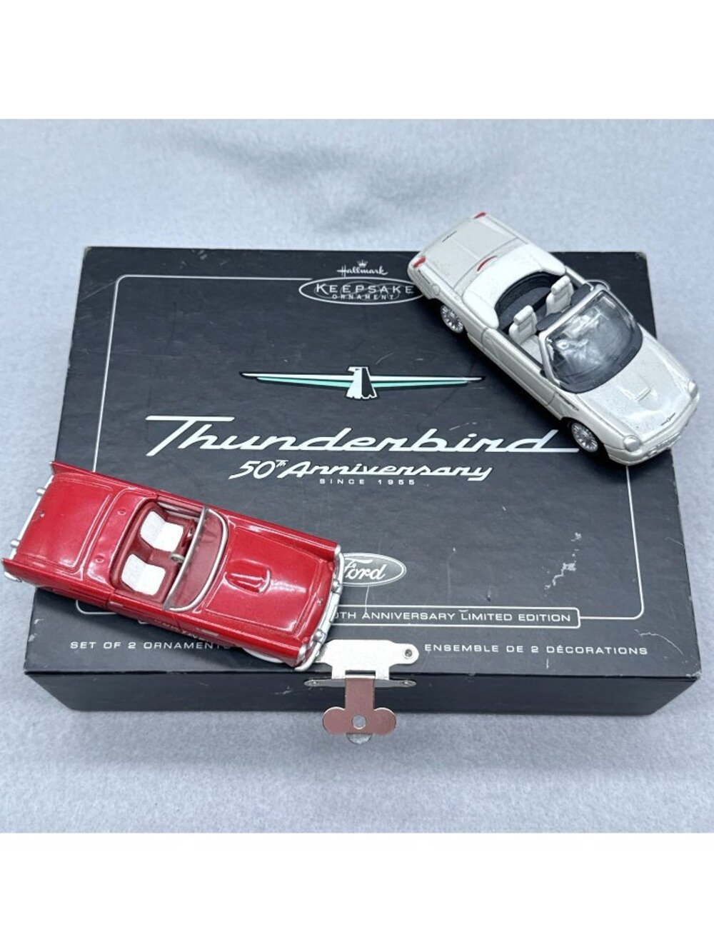 Hallmark Keepsake Ornament Thunderbird 50th Anniversary Set 1955 & 2005 Car